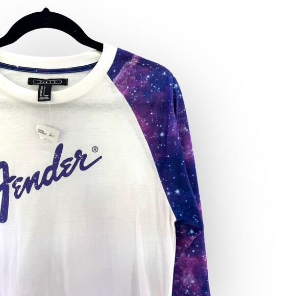 21 Men Fender Stratocaster Galaxy Raglan 3/4 Sleeve T-Shirt M NWT Rock Punk Emo - Picture 3 of 6
